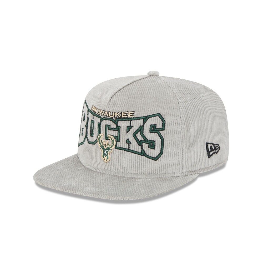 New Era Milwaukee Bucks Gray Cord Golfer Hat - One Size